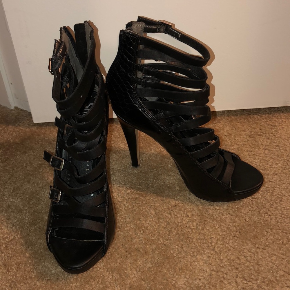 Circus Black Strapped  Heels